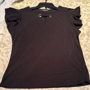 Adrianna Papell Black Blouse with Eyelet Accent